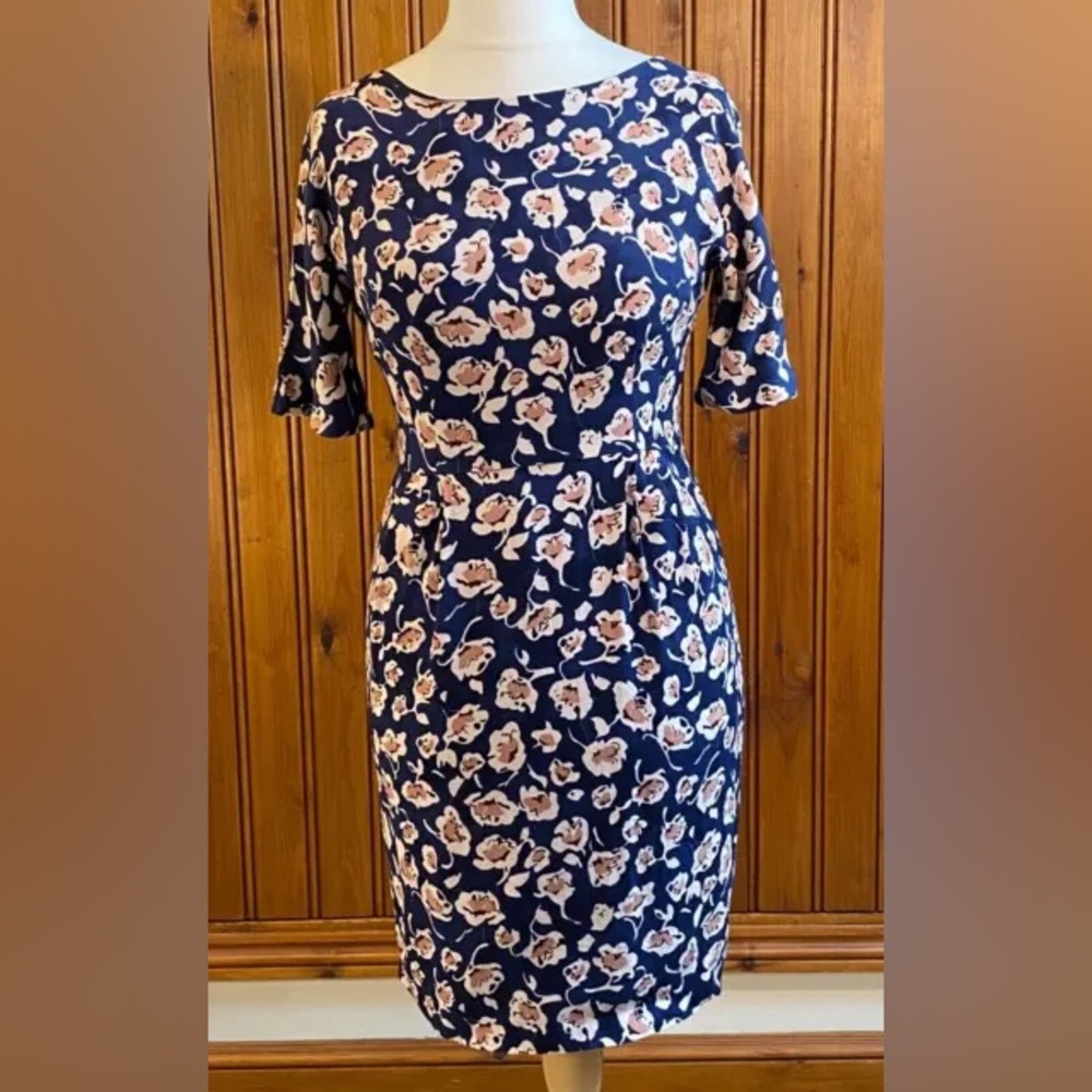 NWOT Boden Navy floral MIDI Dress 6R